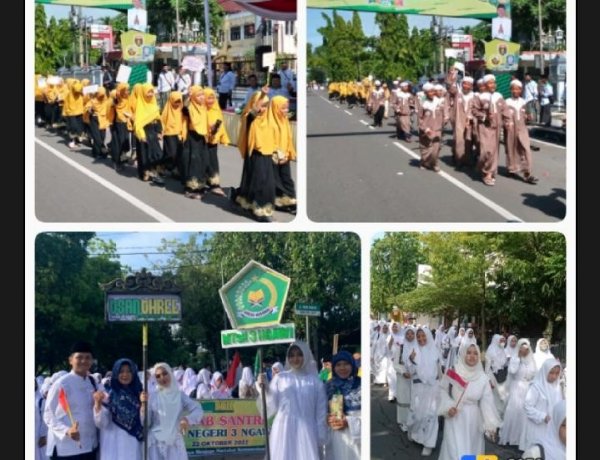 MTsN 3 NGAWI MENGIKUTI KIRAB SANTRI DI ALUN-ALUN NGAWI